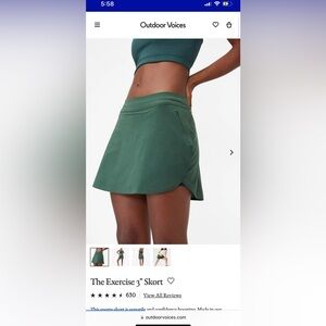 Outdoor Voices 3” Skort in Green